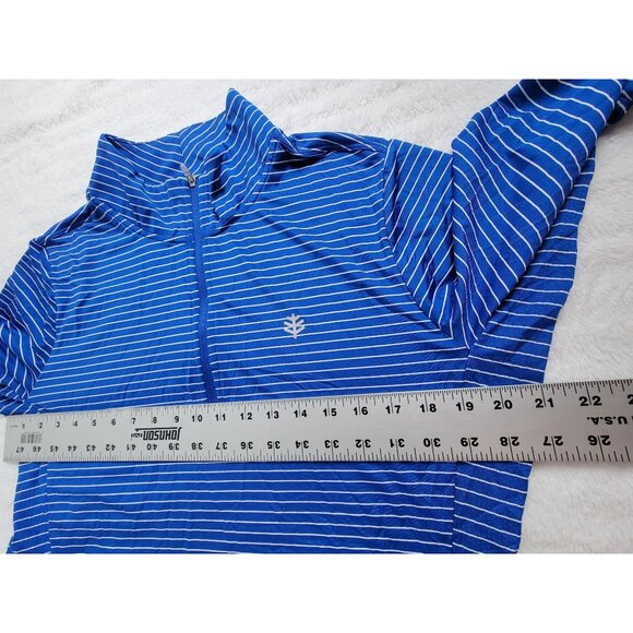 Coolibar Womens Blue Striped UPF 50+ Quarter-Zip Long Sleeve Shirt Large Stretch - Picture 7 of 9